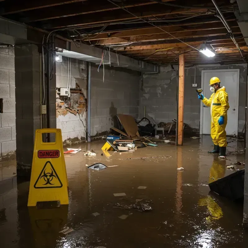 Flooded Basement Electrical Hazard in Roland, OK Property